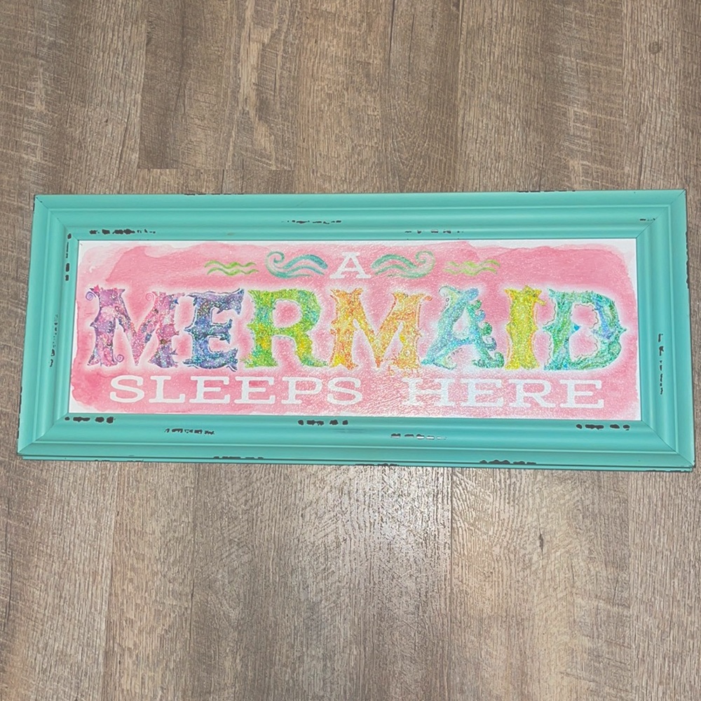 Large Distressed Mermaid Sign - New with tags